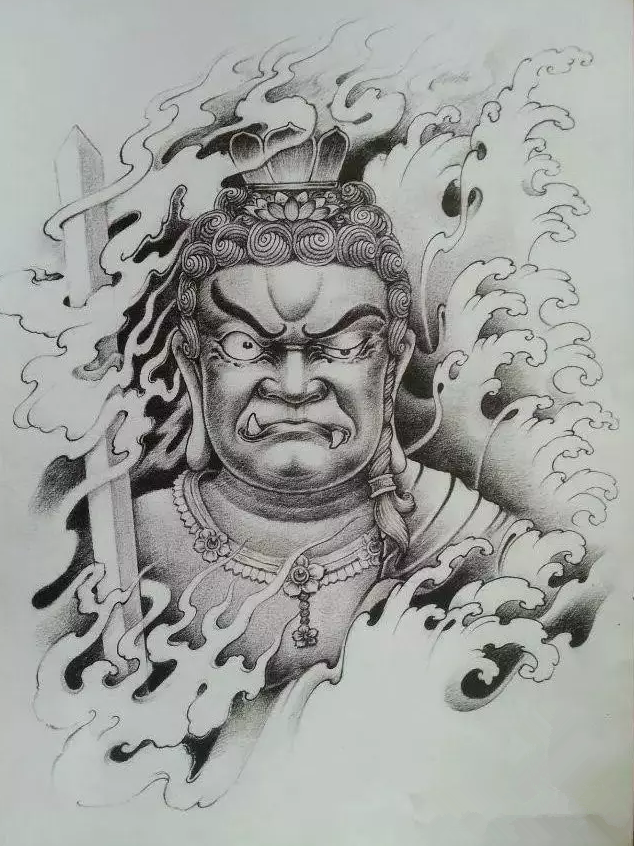 不动明王,即不动尊菩萨,其名号梵音为acalanatha,意为不动尊或无动